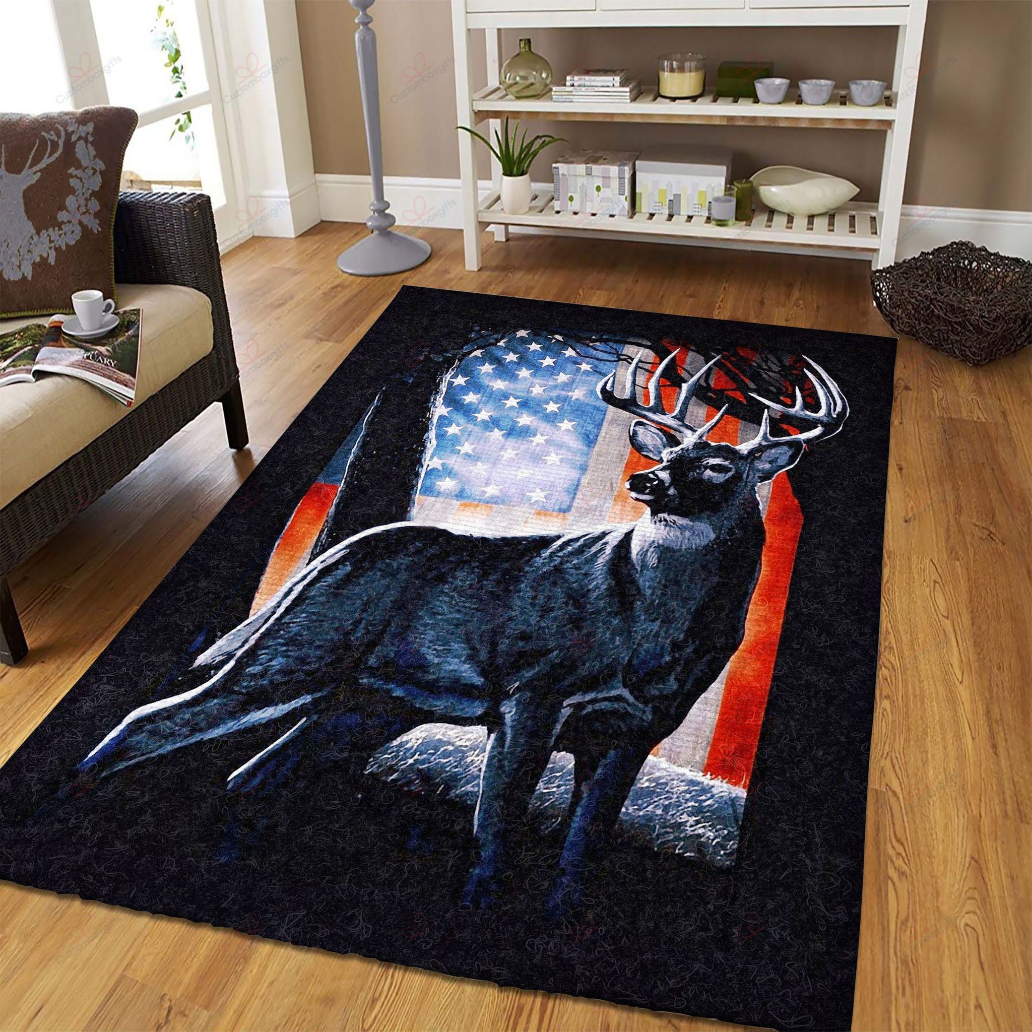 Deer Flag At Night Rug Sport Decor Gift Floor Decor Living Room Carpet Rug Area Rug - db18fb46c2f9 Deer Flag At Night Rug Sport Decor Gift Floor Decor Living Room Carpet Rug Area Rug - db18fb46c2f9