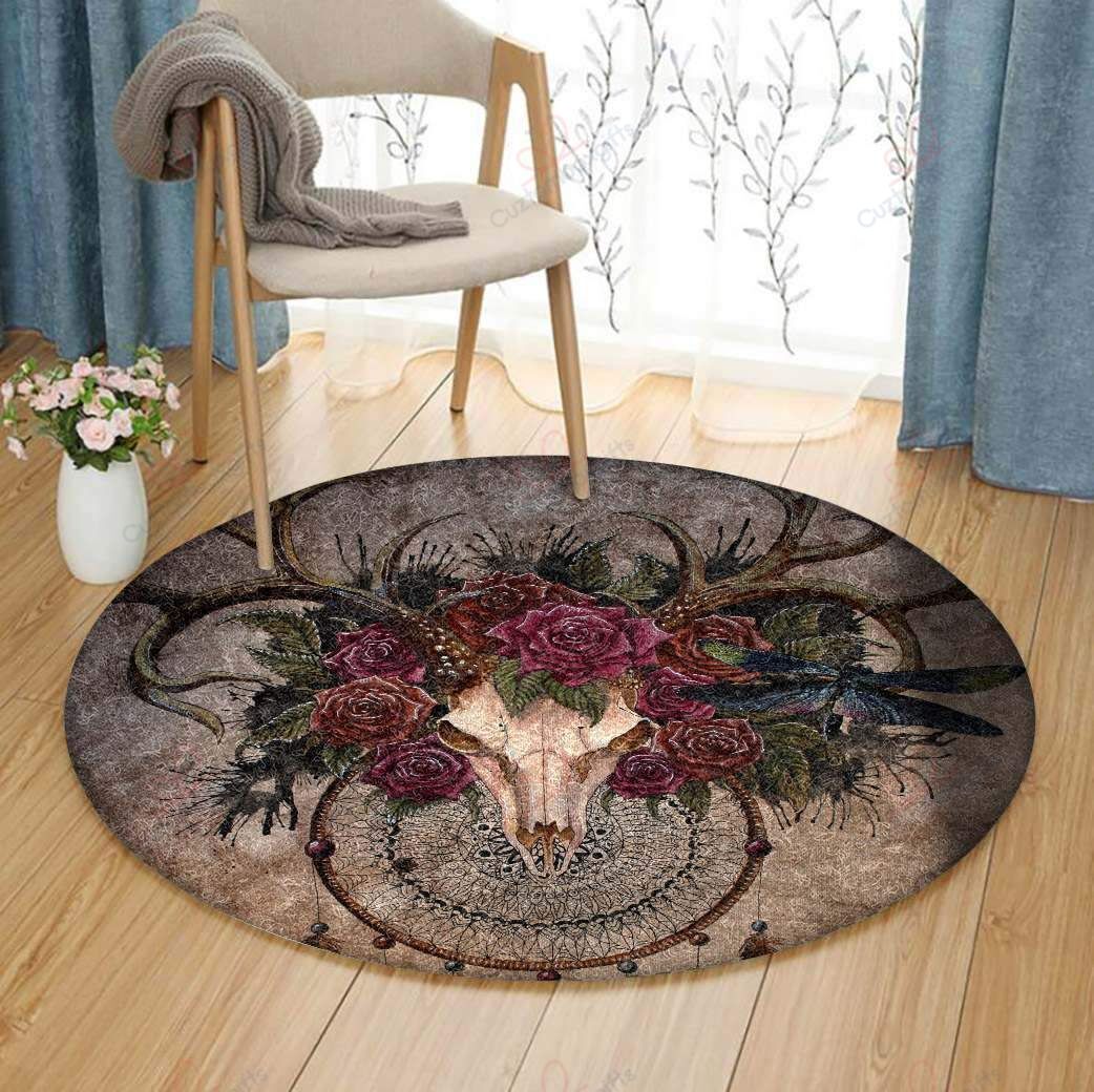 Deer Flowers 1 Round Carpet Floor Rug Living Room Bedroom Decor Round Area Rug Carpet Deer Flowers 1 Round Carpet Floor Rug Living Room Bedroom Decor Round Area Rug Carpet