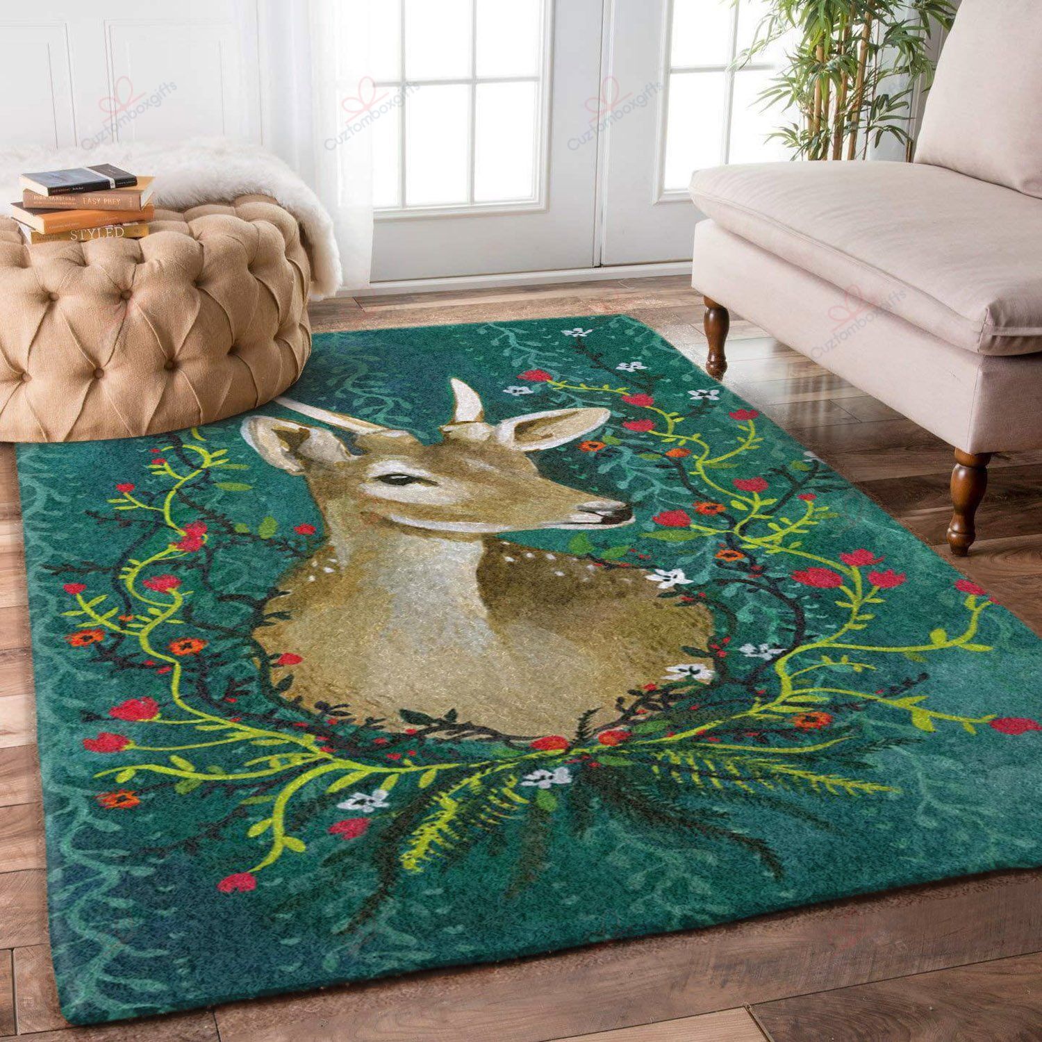 Deer Flowers 3 Rug Sport Decor Gift Floor Decor Living Room Carpet Rug Area Rug - 57fa05084068 Deer Flowers 3 Rug Sport Decor Gift Floor Decor Living Room Carpet Rug Area Rug - 57fa05084068