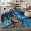 Deer Forest Night Rug Sport Decor Gift Floor Decor Living Room Carpet Rug Area Rug - b836e0f35c70
