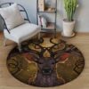 Deer Fuuny Round Carpet Floor Rug Living Room Bedroom Decor Round Area Rug Carpet