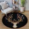 Deer Girl Round Carpet Floor Rug Living Room Bedroom Decor Round Area Rug Carpet