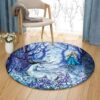 Deer Girl Round Carpet Floor Rug Living Room Bedroom Decor Round Area Rug Carpet
