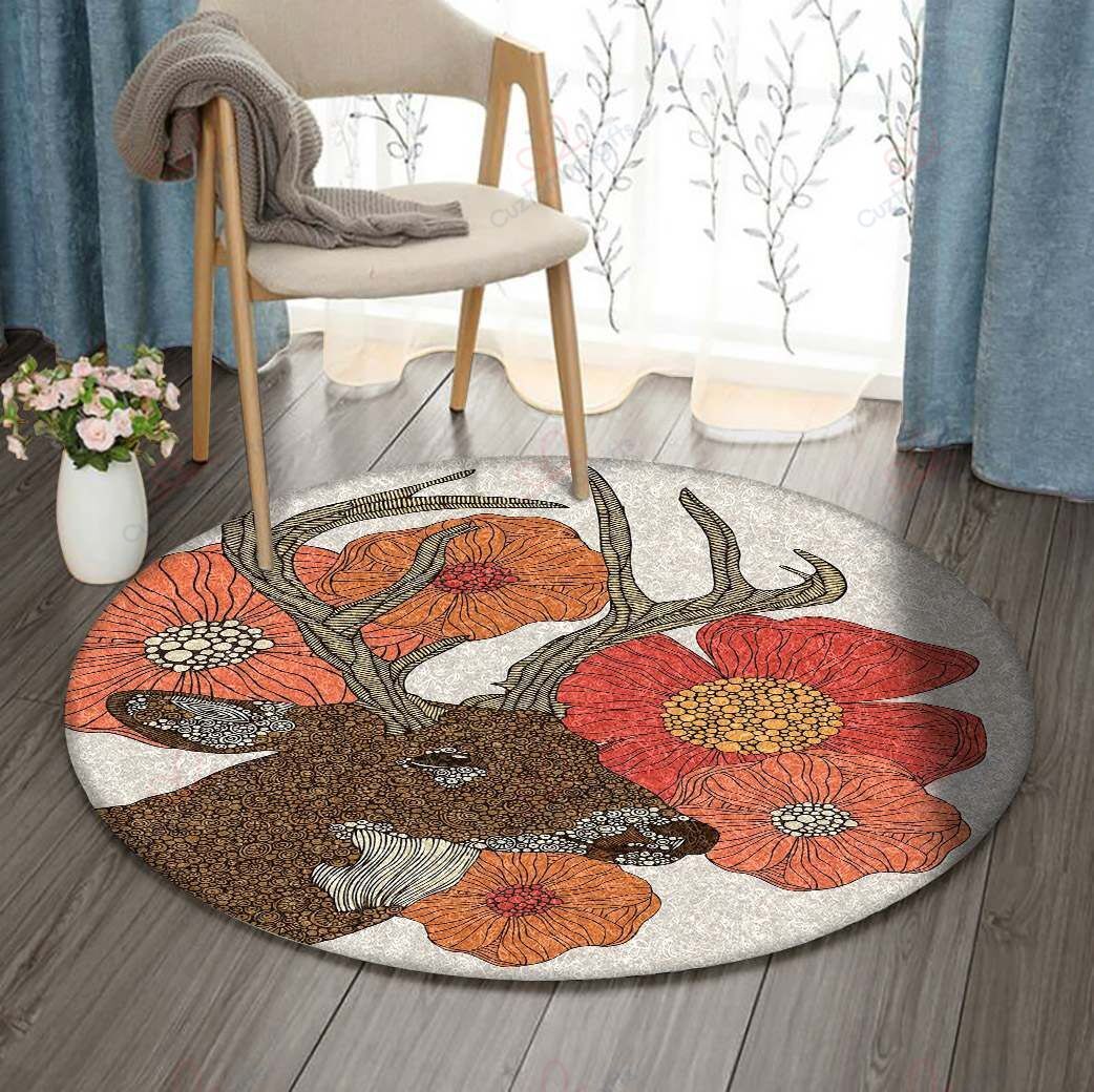 Deer Round Carpet Floor Rug Living Room Bedroom Decor Round Area Rug Carpet Deer Round Carpet Floor Rug Living Room Bedroom Decor Round Area Rug Carpet