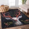 Deer Hold Rose In Mouth Rug Sport Decor Gift Floor Decor Living Room Carpet Rug Area Rug - 87897d7923dd