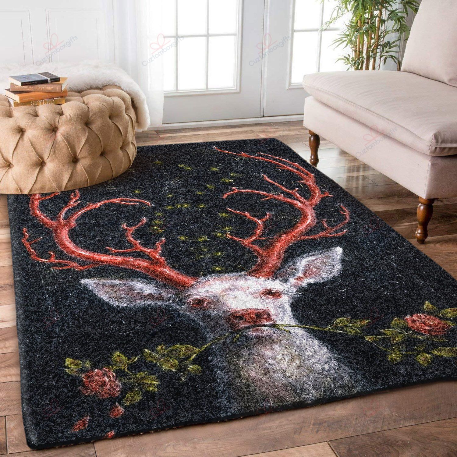 Deer Hold Rose In Mouth Rug Sport Decor Gift Floor Decor Living Room Carpet Rug Area Rug - 87897d7923dd Deer Hold Rose In Mouth Rug Sport Decor Gift Floor Decor Living Room Carpet Rug Area Rug - 87897d7923dd