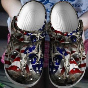 Deer Hunter America Flag Crocs Crocband Clog Comfortable For Mens Womens Classic Clog Water Shoes