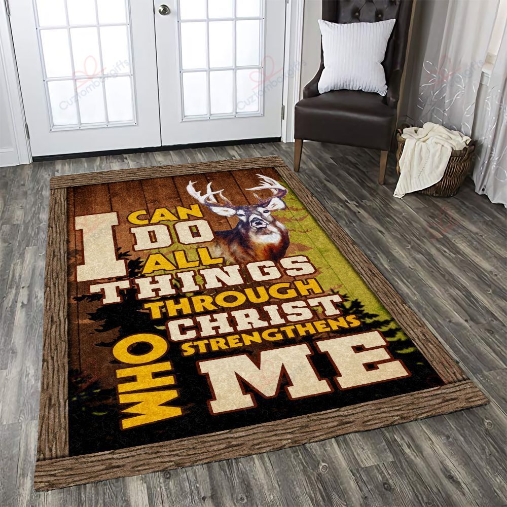 Deer I Can Do All Things Through Christ Rug Sport Decor Gift Floor Decor Living Room Carpet Rug Area Rug - 986bd6f2a27f Deer I Can Do All Things Through Christ Rug Sport Decor Gift Floor Decor Living Room Carpet Rug Area Rug - 986bd6f2a27f