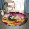 Deer In Beautiful Garden Round Carpet Floor Rug Living Room Bedroom Decor Round Area Rug Carpet