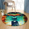 Deer In Galaxy Round Carpet Floor Rug Living Room Bedroom Decor Round Area Rug Carpet