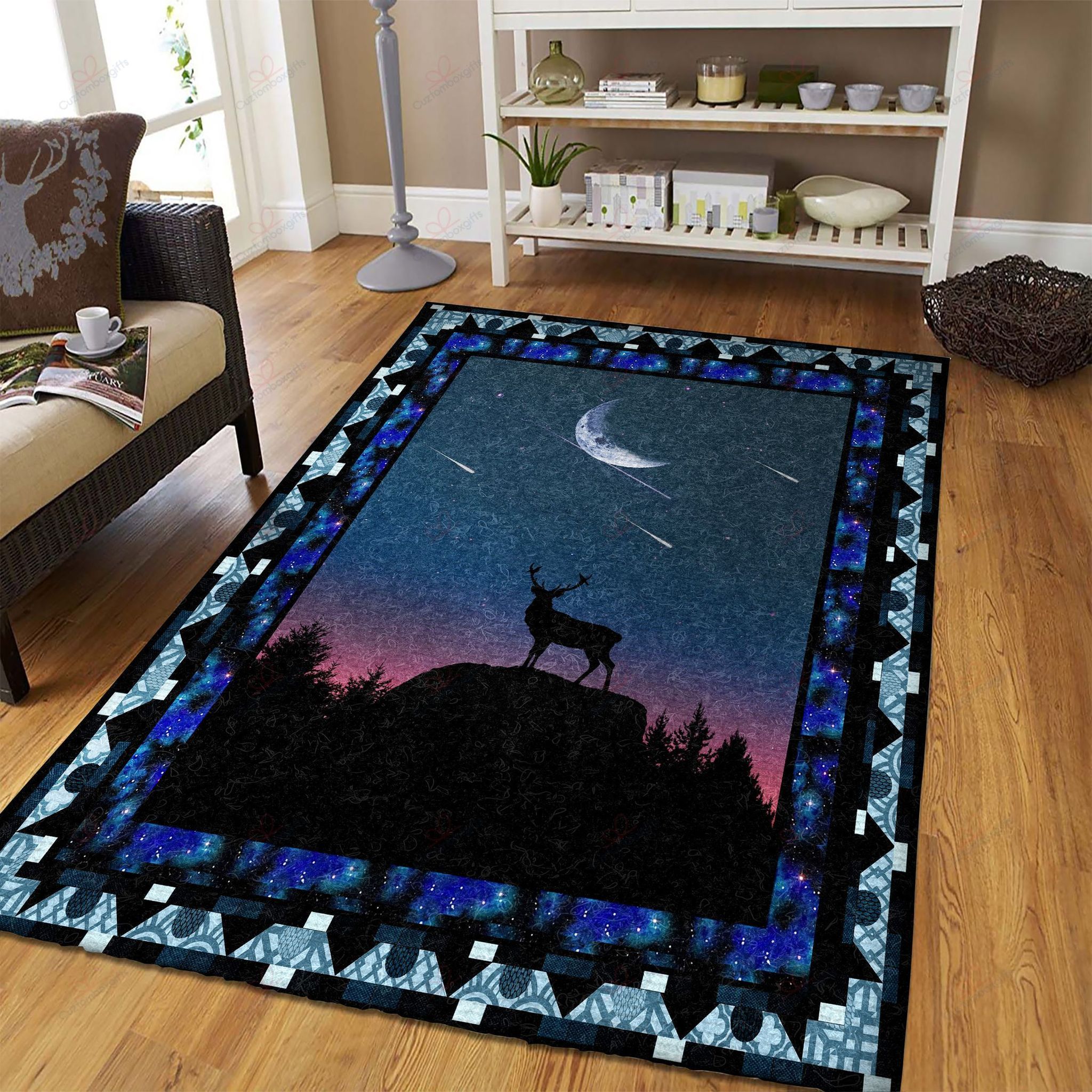 Deer In The Mountain And Moon Rug Sport Decor Gift Floor Decor Living Room Carpet Rug Area Rug - 7acb76c3fe52 Deer In The Mountain And Moon Rug Sport Decor Gift Floor Decor Living Room Carpet Rug Area Rug - 7acb76c3fe52