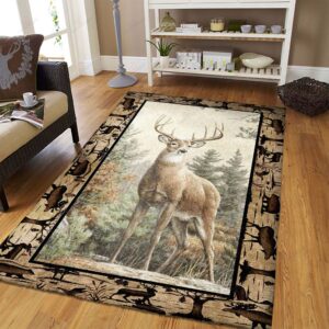 Deer King Of The Forest Vintage Rug Sport Decor Gift Floor Decor Living Room Carpet Rug Area Rug - d40df3c7ab75