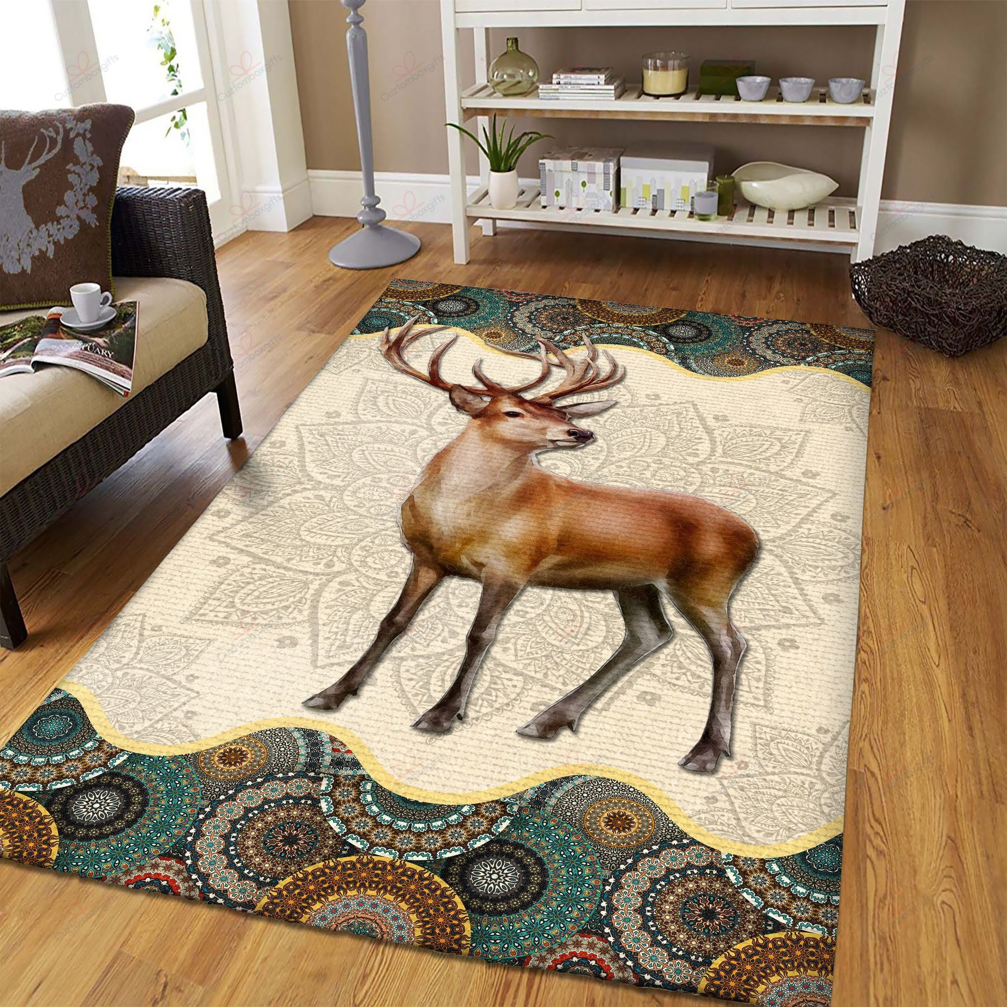 Deer Mandala Rug Sport Decor Gift Floor Decor Living Room Carpet Rug Area Rug - 24c83a90a98f Deer Mandala Rug Sport Decor Gift Floor Decor Living Room Carpet Rug Area Rug - 24c83a90a98f
