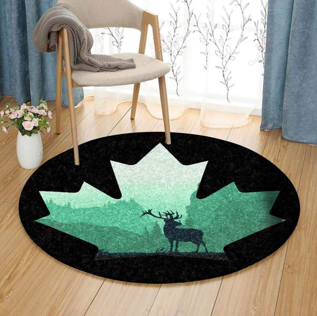 Deer Maple Leaf Round Carpet Floor Rug Living Room Bedroom Decor Round Area Rug Carpet Deer Maple Leaf Round Carpet Floor Rug Living Room Bedroom Decor Round Area Rug Carpet