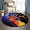 Deer Moon Round Carpet Floor Rug Living Room Bedroom Decor Round Area Rug Carpet