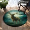 Deer Painting Round Carpet Floor Rug Living Room Bedroom Decor Round Area Rug Carpet