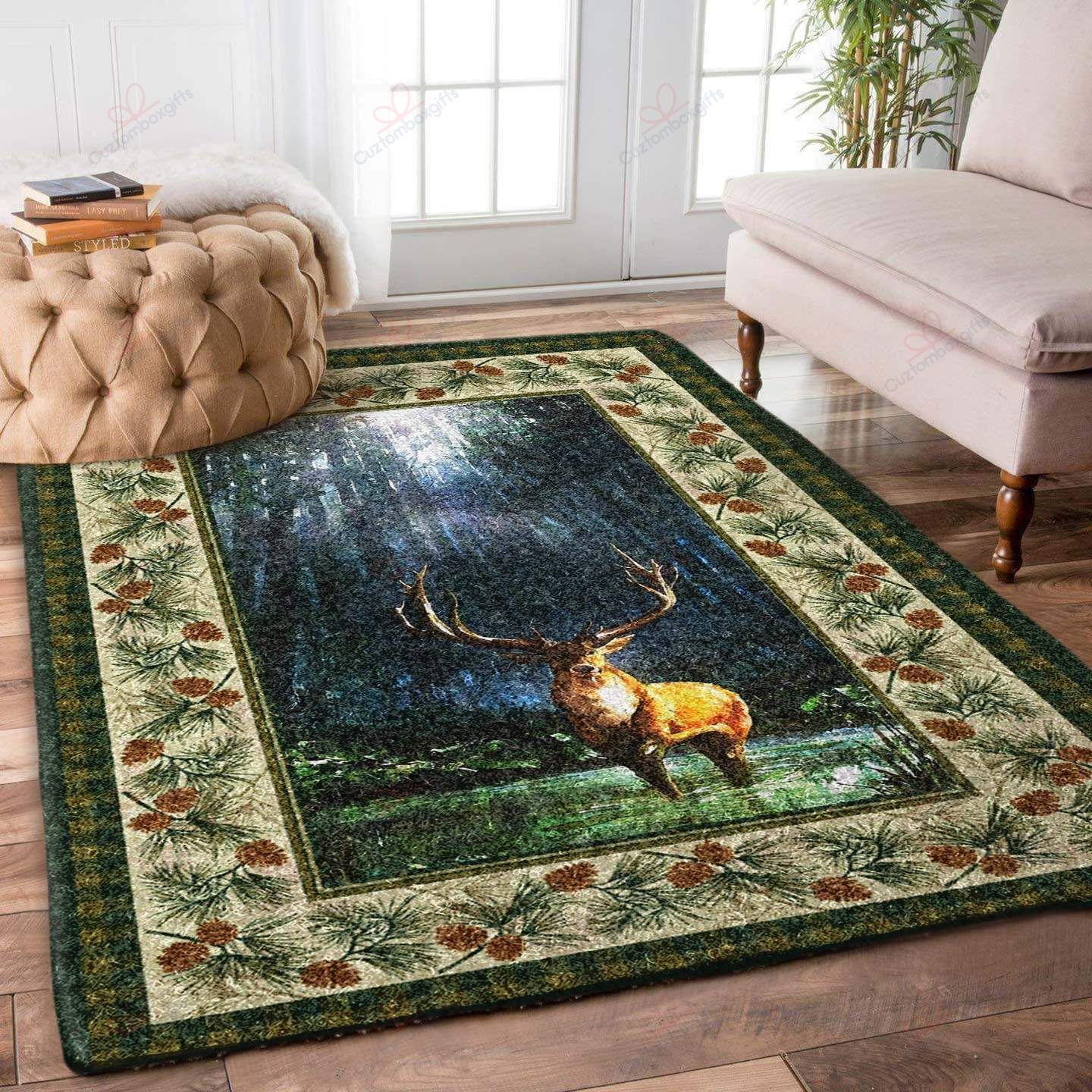 Deer Painting With Pine Pattern Rug Sport Decor Gift Floor Decor Living Room Carpet Rug Area Rug - b0c3d672a9a7 Deer Painting With Pine Pattern Rug Sport Decor Gift Floor Decor Living Room Carpet Rug Area Rug - b0c3d672a9a7