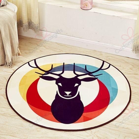 Deer Pattern 1 Round Carpet Floor Rug Living Room Bedroom Decor Round Area Rug Carpet Deer Pattern 1 Round Carpet Floor Rug Living Room Bedroom Decor Round Area Rug Carpet