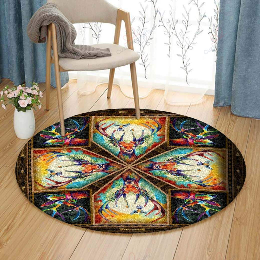 Deer Pattern 2 Round Carpet Floor Rug Living Room Bedroom Decor Round Area Rug Carpet Deer Pattern 2 Round Carpet Floor Rug Living Room Bedroom Decor Round Area Rug Carpet