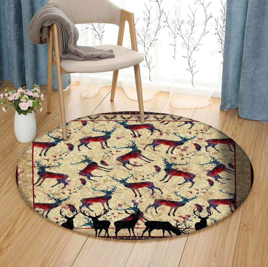 Deer Pattern 3 Round Carpet Floor Rug Living Room Bedroom Decor Round Area Rug Carpet Deer Pattern 3 Round Carpet Floor Rug Living Room Bedroom Decor Round Area Rug Carpet