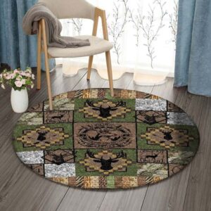 Deer Pattern 5 Round Carpet Floor Rug Living Room Bedroom Decor Round Area Rug Carpet
