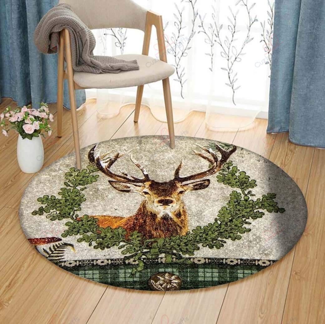 Deer Pattern 7 Round Carpet Floor Rug Living Room Bedroom Decor Round Area Rug Carpet Deer Pattern 7 Round Carpet Floor Rug Living Room Bedroom Decor Round Area Rug Carpet