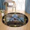 Deer Picture Round Carpet Floor Rug Living Room Bedroom Decor Round Area Rug Carpet