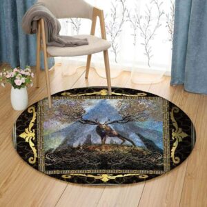 Deer Picture Round Carpet Floor Rug Living Room Bedroom Decor Round Area Rug Carpet