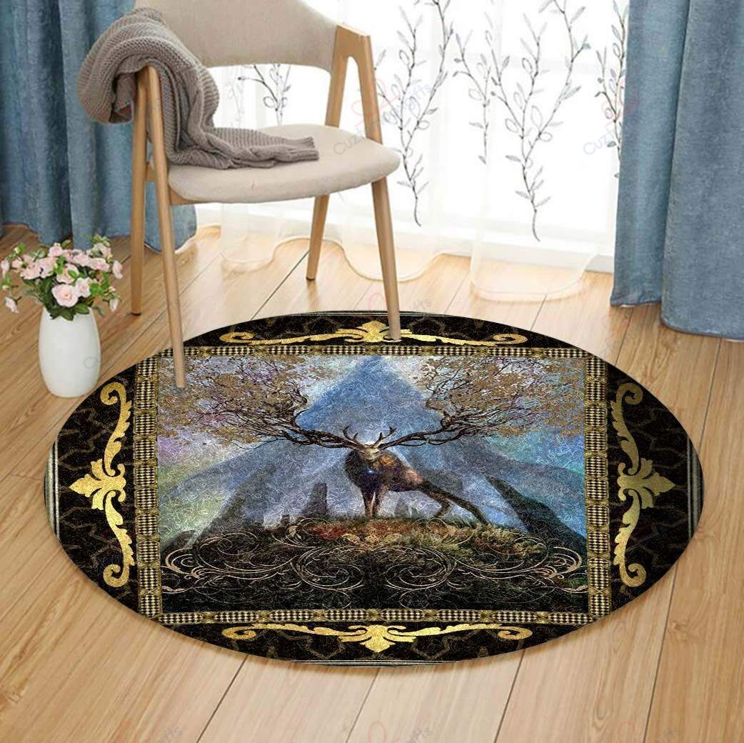 Deer Picture Round Carpet Floor Rug Living Room Bedroom Decor Round Area Rug Carpet Deer Picture Round Carpet Floor Rug Living Room Bedroom Decor Round Area Rug Carpet