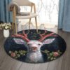 Deer Rose Round Carpet Floor Rug Living Room Bedroom Decor Round Area Rug Carpet