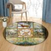 Deer Round Flower Round Carpet Floor Rug Living Room Bedroom Decor Round Area Rug Carpet