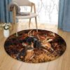 Deer Running Round Carpet Floor Rug Living Room Bedroom Decor Round Area Rug Carpet