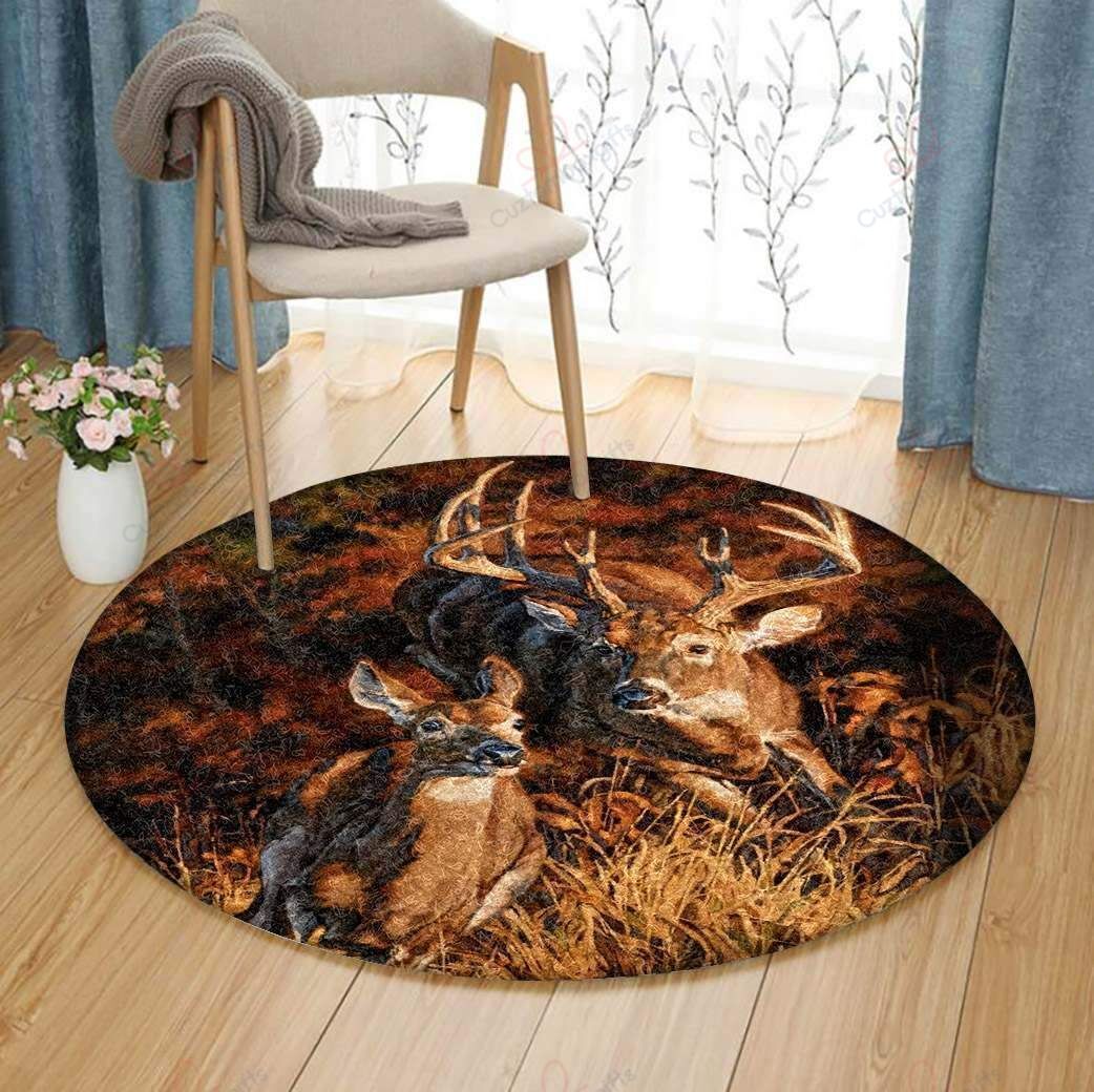 Deer Running Round Carpet Floor Rug Living Room Bedroom Decor Round Area Rug Carpet Deer Running Round Carpet Floor Rug Living Room Bedroom Decor Round Area Rug Carpet