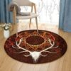 Deer Skull Head Round Carpet Floor Rug Living Room Bedroom Decor Round Area Rug Carpet