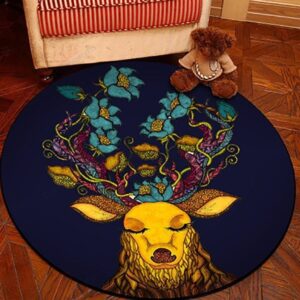Deer Spirit Round Carpet Floor Rug Living Room Bedroom Decor Round Area Rug Carpet