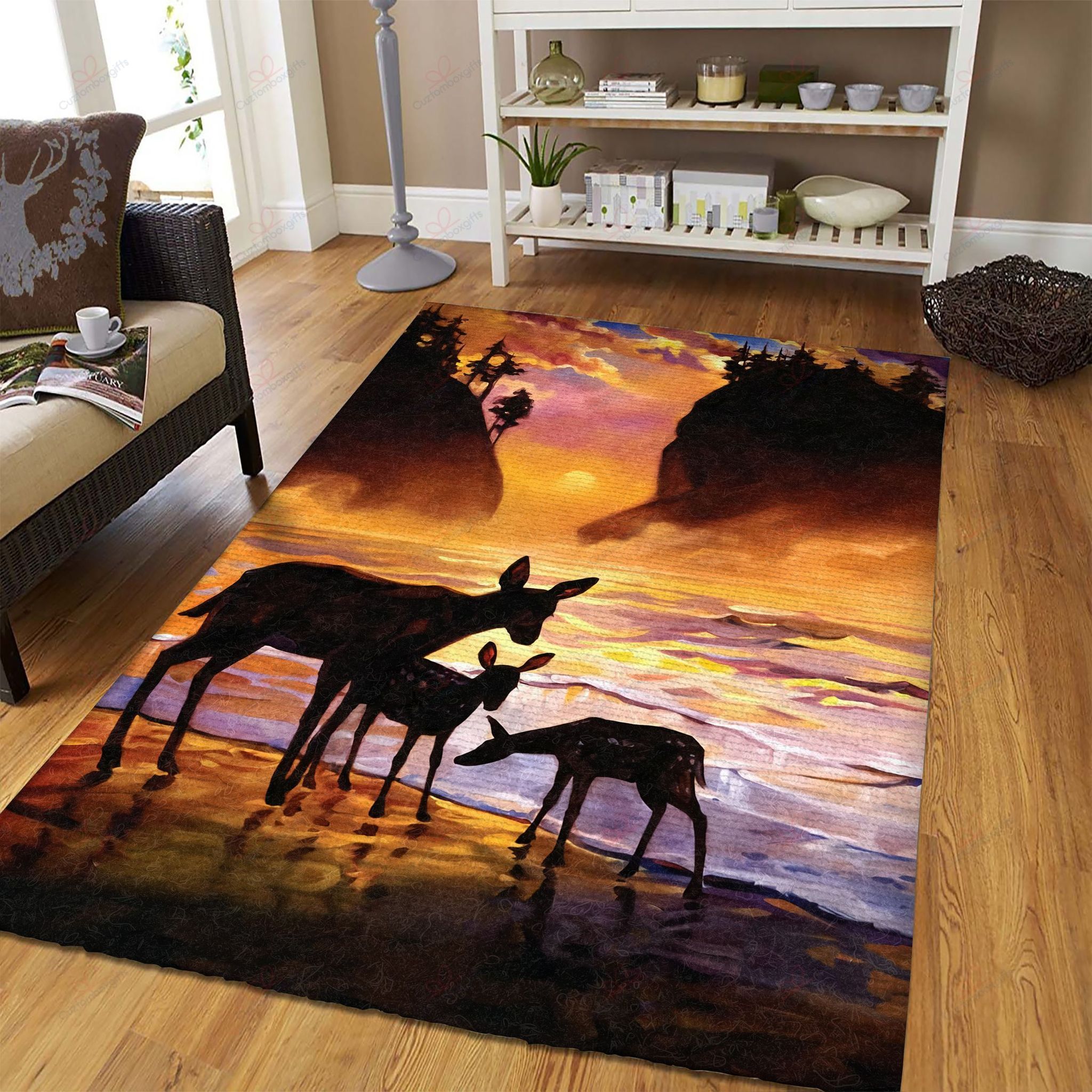 Deer Sunset Rug Sport Decor Gift Floor Decor Living Room Carpet Rug Area Rug - b2b08ae0edb6 Deer Sunset Rug Sport Decor Gift Floor Decor Living Room Carpet Rug Area Rug - b2b08ae0edb6