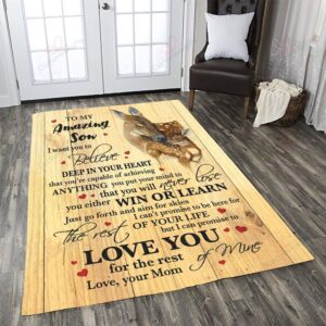 Deer To My Amazing Son Mom Rug Sport Decor Gift Floor Decor Living Room Carpet Rug Area Rug - ed3d3668e933