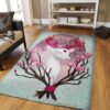 Deer With Pink Horn Rug Sport Decor Gift Floor Decor Living Room Carpet Rug Area Rug - 90f0c6ab4464