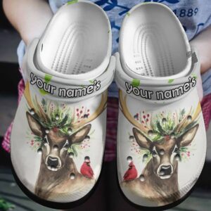 Deer With Red Bird Shoes Clog Crocs Clog Crocbland Clog Birthday Gift For Man Woman Girl Mother Grandma Daughter Friend