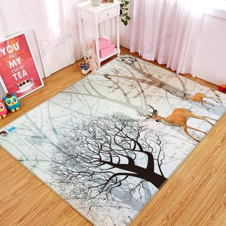 Deer With Trees Rug Sport Decor Gift Floor Decor Living Room Carpet Rug Area Rug - 4f4930f11852 Deer With Trees Rug Sport Decor Gift Floor Decor Living Room Carpet Rug Area Rug - 4f4930f11852