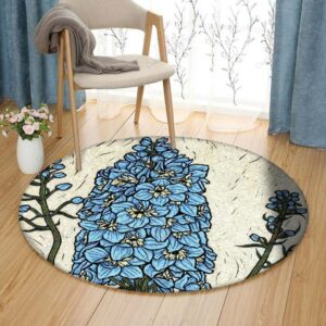 Delphinium Round Carpet Floor Rug Living Room Bedroom Decor Round Area Rug Carpet