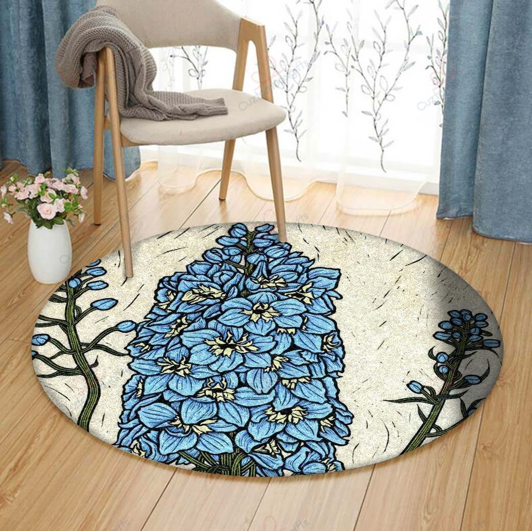 Delphinium Round Carpet Floor Rug Living Room Bedroom Decor Round Area Rug Carpet Delphinium Round Carpet Floor Rug Living Room Bedroom Decor Round Area Rug Carpet