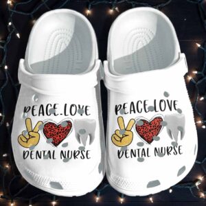 Dental Nurse Shoes Crocs Clog Mothers Day Gifts Women – Peace Love Nurse Croc Shoes Gifts Daughter