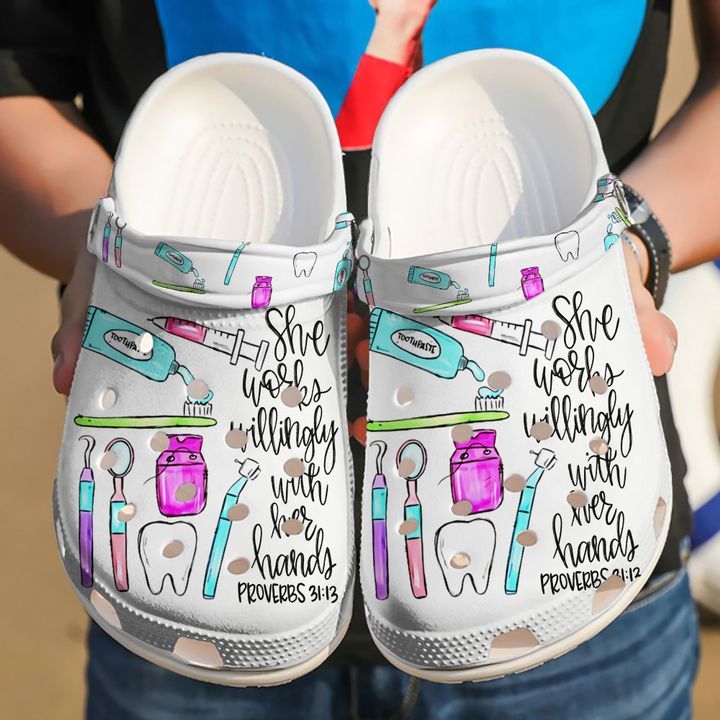 Dental She Works Willingly With Her Hands Sku 748 Crocs Crocband Clog Comfortable For Mens Womens Classic Clog Water Shoes Dental She Works Willingly With Her Hands Sku 748 Crocs Crocband Clog Comfortable For Mens Womens Classic Clog Water Shoes