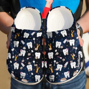 Dentist Personalized Happy Teeth Sku 785 Crocs Crocband Clog Comfortable For Mens Womens Classic Clog Water Shoes