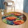 Desert Bloom Cactus And Hummingbird Round Carpet Floor Rug Living Room Bedroom Decor Round Area Rug Carpet