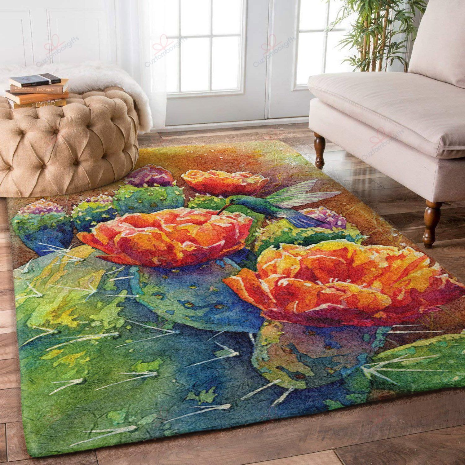 Desert Bloom Cactus And Hummingbird Rug Sport Decor Gift Floor Decor Living Room Carpet Rug Area Rug - f3c2ef6399e3 Desert Bloom Cactus And Hummingbird Rug Sport Decor Gift Floor Decor Living Room Carpet Rug Area Rug - f3c2ef6399e3