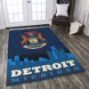 Detroit Michigan Flag Rug Sport Decor Gift Floor Decor Living Room Carpet Rug Area Rug - 624aa6f19c87