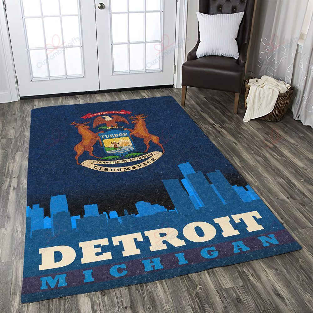 Detroit Michigan Flag Rug Sport Decor Gift Floor Decor Living Room Carpet Rug Area Rug - 624aa6f19c87 Detroit Michigan Flag Rug Sport Decor Gift Floor Decor Living Room Carpet Rug Area Rug - 624aa6f19c87