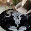 Devil Skull Round Carpet Floor Rug Living Room Bedroom Decor Round Area Rug Carpet